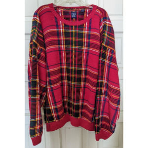 Vintage GAP Mens TARTAN PLAID SWEATER XL 100% Cotton Chunky Heavyweight 80s 90s